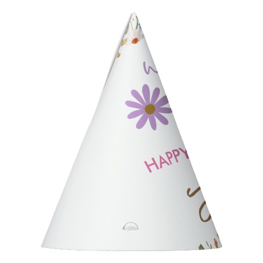 Wilde Blume lila 1. Geburtstag Partyhütchen (Links)