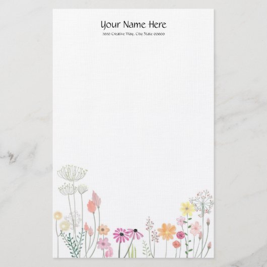 Wilde Blume Linen Stationery Briefpapier (Vorderseite)