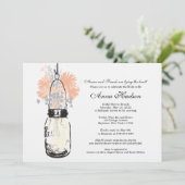 Wilde Blume & Mason Jar Brautparty Einladung (Stehend Vorderseite)