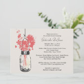 Wilde Blume & Mason Jar Brautparty Einladung (Stehend Vorderseite)