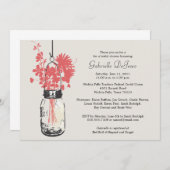 Wilde Blume & Mason Jar Brautparty Einladung (Vorne/Hinten)