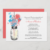 Wilde Blume & Mason Jar Brautparty Einladung (Vorne/Hinten)