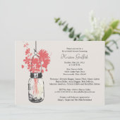 Wilde Blume & Mason Jar Brautparty Einladung (Stehend Vorderseite)