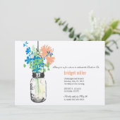 Wilde Blume & Mason Jar Brautparty Einladung (Stehend Vorderseite)