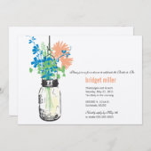 Wilde Blume & Mason Jar Brautparty Einladung (Vorne/Hinten)