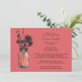 Wilde Blume & Mason Jar Brautparty Einladung (Stehend Vorderseite)
