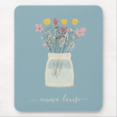 Wilde Blume Mason Jar Hand Letted Monogram Mousepad (Vorne)