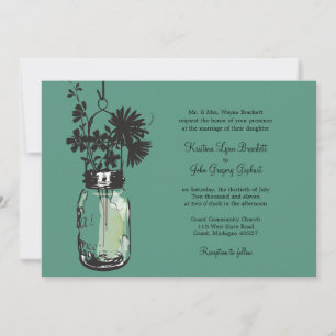 Wilde Blume & Mason Jar Hochzeit Einladungen