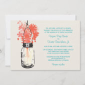 Wilde Blume & Mason Jar Hochzeitseinladungen Einladung (Vorderseite)
