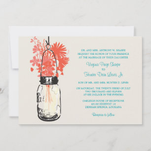 Wilde Blume & Mason Jar Hochzeitseinladungen Einladung