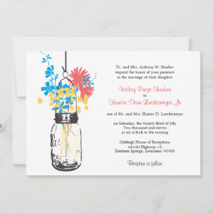 Wilde Blume & Mason Jar Hochzeitseinladungen Einladung
