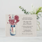 Wilde Blume & Mason Jar Hochzeitseinladungen Einladung (Stehend Vorderseite)