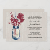 Wilde Blume & Mason Jar Hochzeitseinladungen Einladung (Vorne/Hinten)