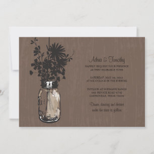 Wilde Blume & Mason Jar Hochzeitseinladungen Einladung