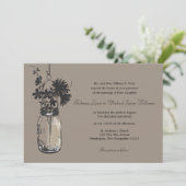 Wilde Blume & Mason Jar Hochzeitseinladungen Einladung (Stehend Vorderseite)