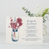 Wilde Blume & Mason Jar Hochzeitseinladungen Einladung (Stehend Vorderseite)