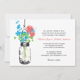 Wilde Blume & Mason Jar Hochzeitseinladungen Einladung