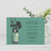 Wilde Blume & Mason Jar Hochzeitseinladungen Einladung (Stehend Vorderseite)