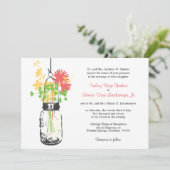 Wilde Blume & Mason Jar Hochzeitseinladungen Einladung (Stehend Vorderseite)
