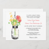Wilde Blume & Mason Jar Hochzeitseinladungen Einladung (Vorne/Hinten)