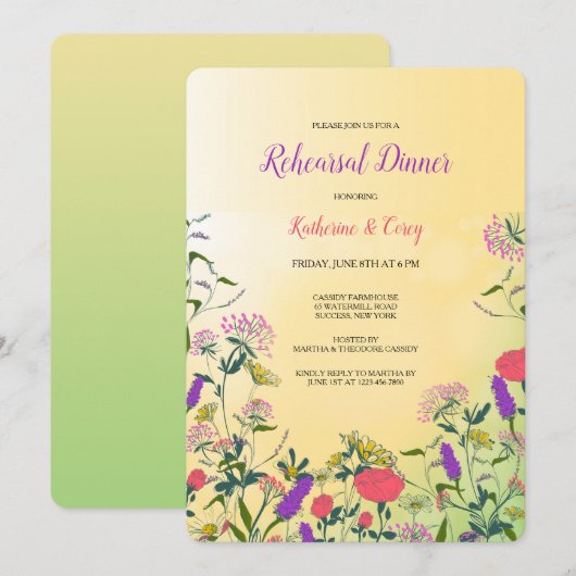 Wilde Blume Medley Probe Einladung (Vorne/Hinten)