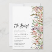 Wilde Blume Minimalistisch Babydusche Einladung (Vorderseite)