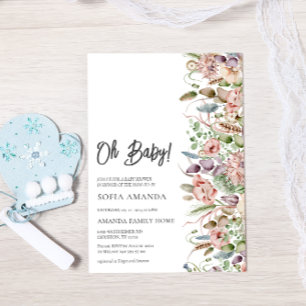 Wilde Blume Minimalistisch Babydusche Einladung