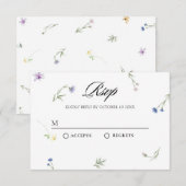Wilde Blume minimalistisch elegant RSVP Karte (Vorne/Hinten)