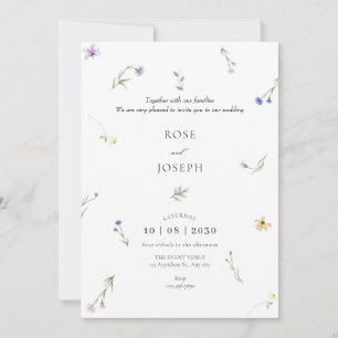Wilde Blume Minimalistische Hochzeit Einladung