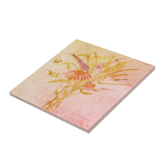 Wilde Blume mit Hummeln Fliese (Seite)