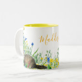 Wilde Blume mit Kaninchenfloralfarben, zwei Tonnen Zweifarbige Tasse (Vorderseite Links)