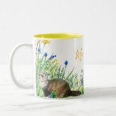 Wilde Blume mit Kaninchenfloralfarben, zwei Tonnen Zweifarbige Tasse (Links)