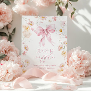 Wilde Blume mit rosa Schleife Windel-Raffle Poster