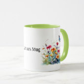 Wilde Blume mit Schmetterling - bearbeiteter Name Tasse (VorderseiteRechts)