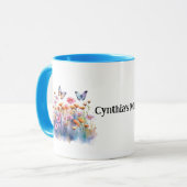 Wilde Blume mit Schmetterlingen Tasse (Vorderseite Links)