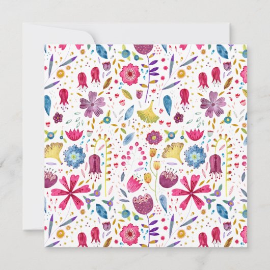 Wilde Blume Moderne Wasserfarbenhochzeit Einladung (Rückseite)