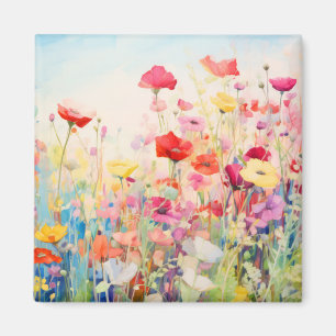Wilde Blume Mohnkonzept Abstrakte Kunst Magnet