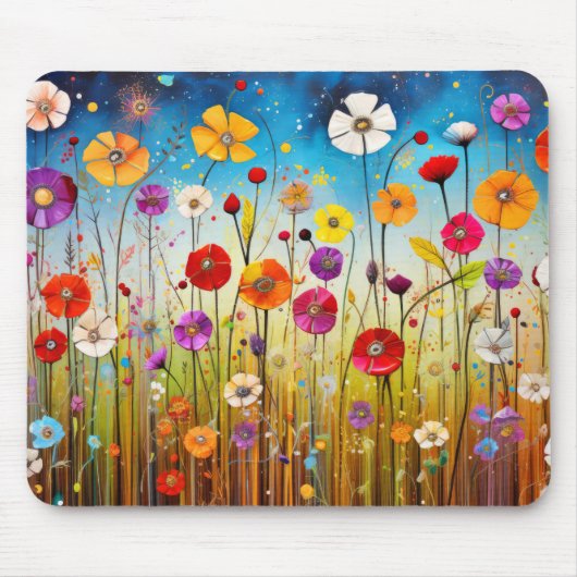 Wilde Blume Mohnkonzept Abstrakte Kunst Mousepad (Vorne)