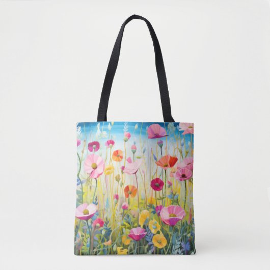 Wilde Blume Mohnkonzept Abstrakte Kunst Tasche (Vorderseite)
