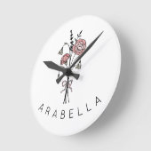 Wilde Blume Name Runde Wanduhr (Winkel)