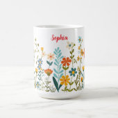 Wilde Blume oder Ihre Art oder Ihr Foto & Name Kaffeetasse (Mittel)