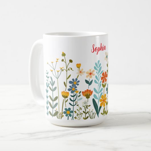 Wilde Blume oder Ihre Art oder Ihr Foto & Name Kaffeetasse (Vorderseite Links)