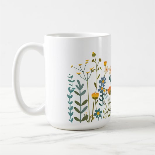 Wilde Blume oder Ihre Art oder Ihr Foto & Name Kaffeetasse (Links)
