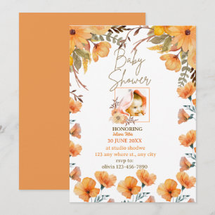 Wilde Blume Orange Baby-Blumen-Einladung Einladung