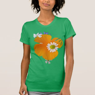 Wilde Blume: Orangefarbener, gelber, grüner T - Sh T-Shirt