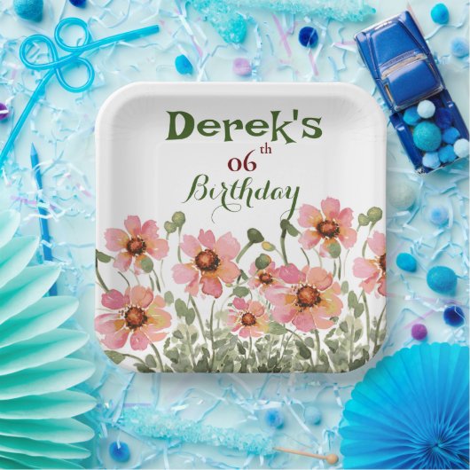 wilde Blume Pappteller (Party)