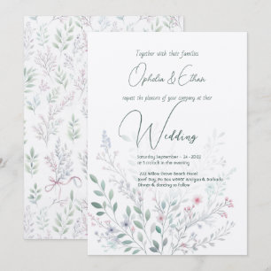 Wilde Blume Pastel Moderne Typografie Hochzeit Einladung