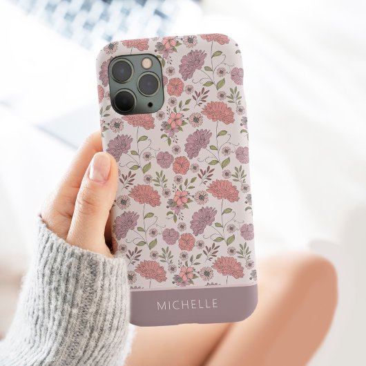 Wilde Blume Personalisiert mit Name Floral Case-Mate iPhone Hülle