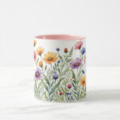 Wilde Blume personalisierter Name und Anfangsbuchs Tasse (Zentrum)