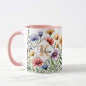 Wilde Blume personalisierter Name und Anfangsbuchs Tasse (Links)